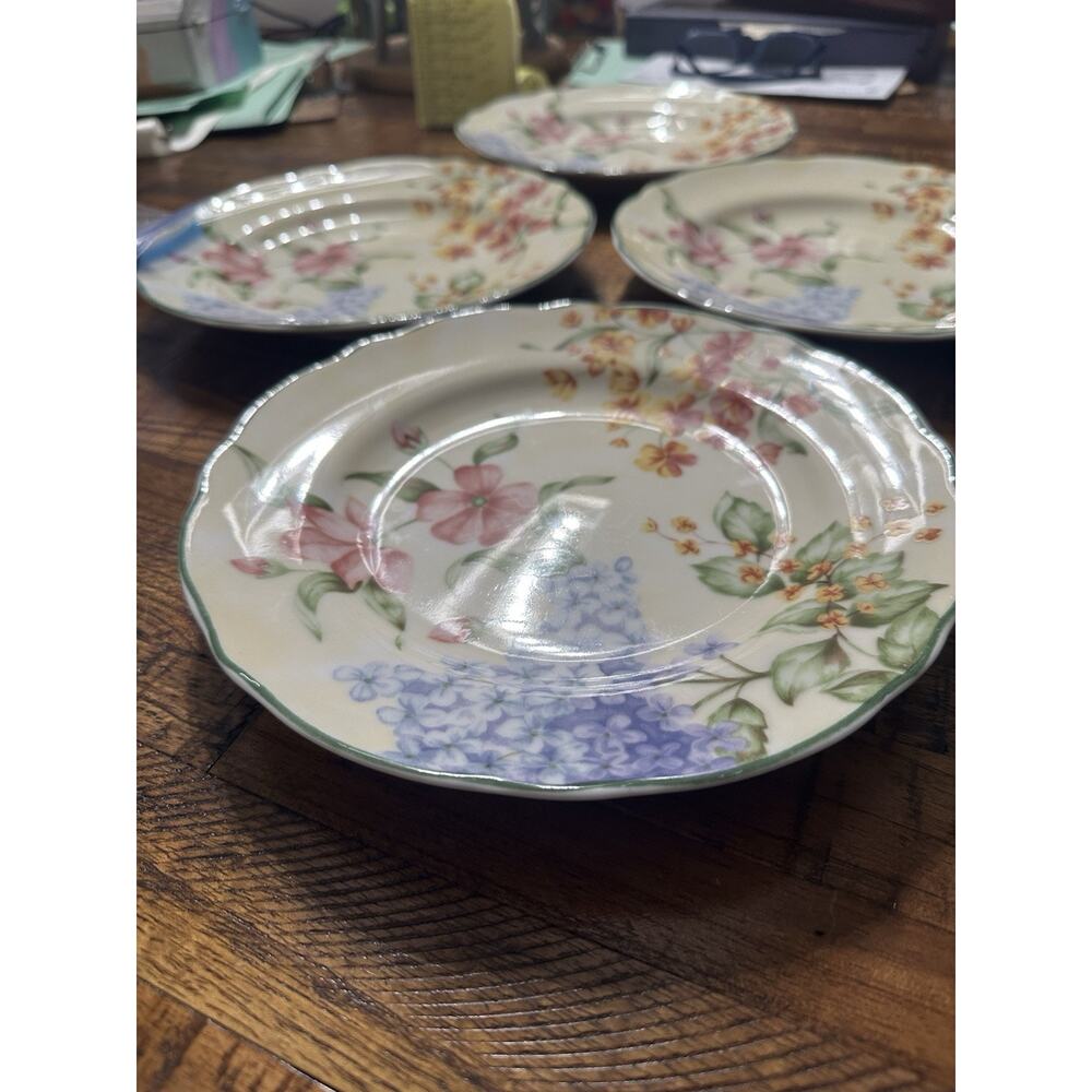 Jessica McClintock Westbury Court Christina 4 Salad Plates Watercolor China